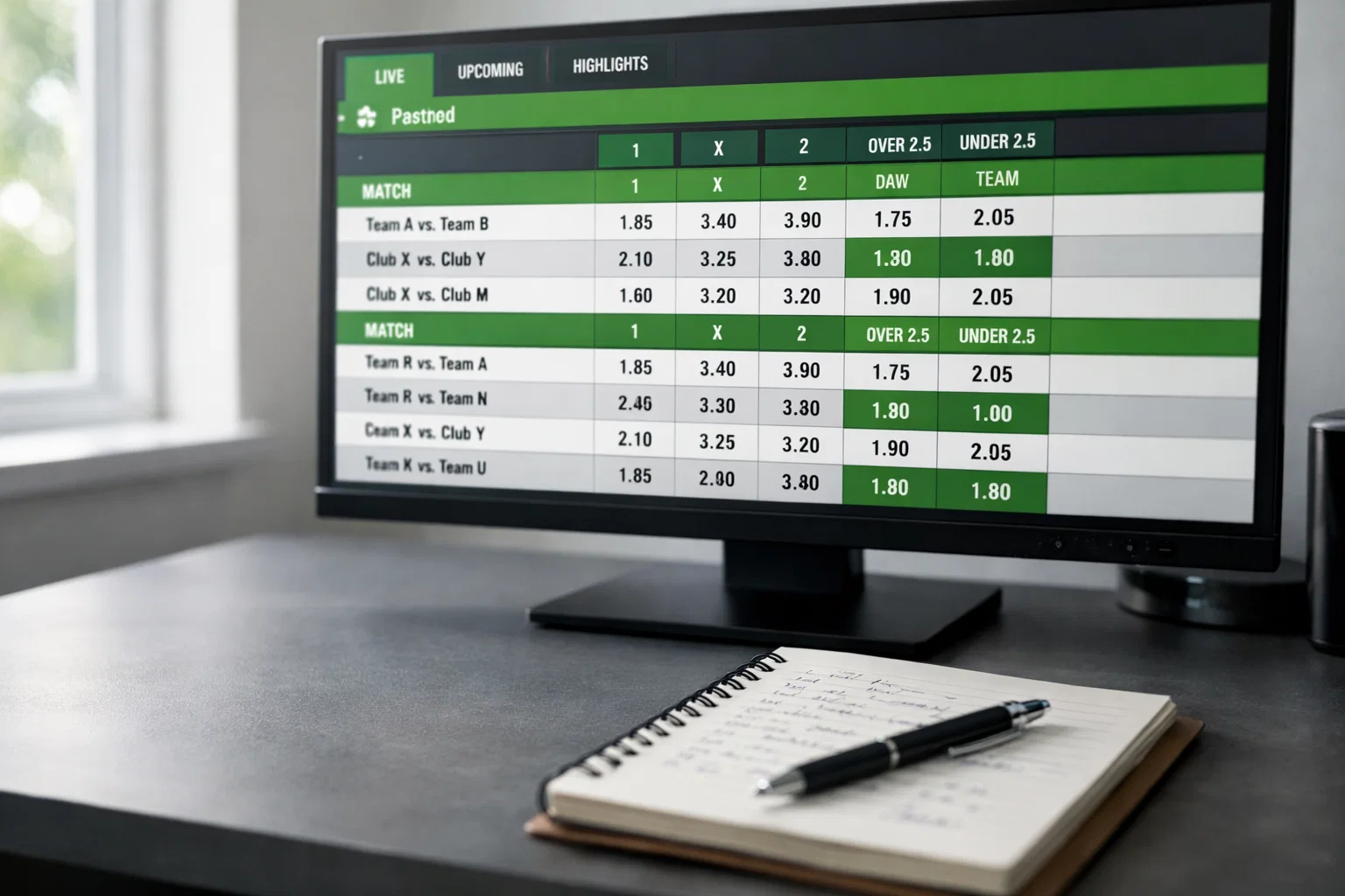 Pantalla de operador mostrando mercados de apuestas durante un partido de la Premier League